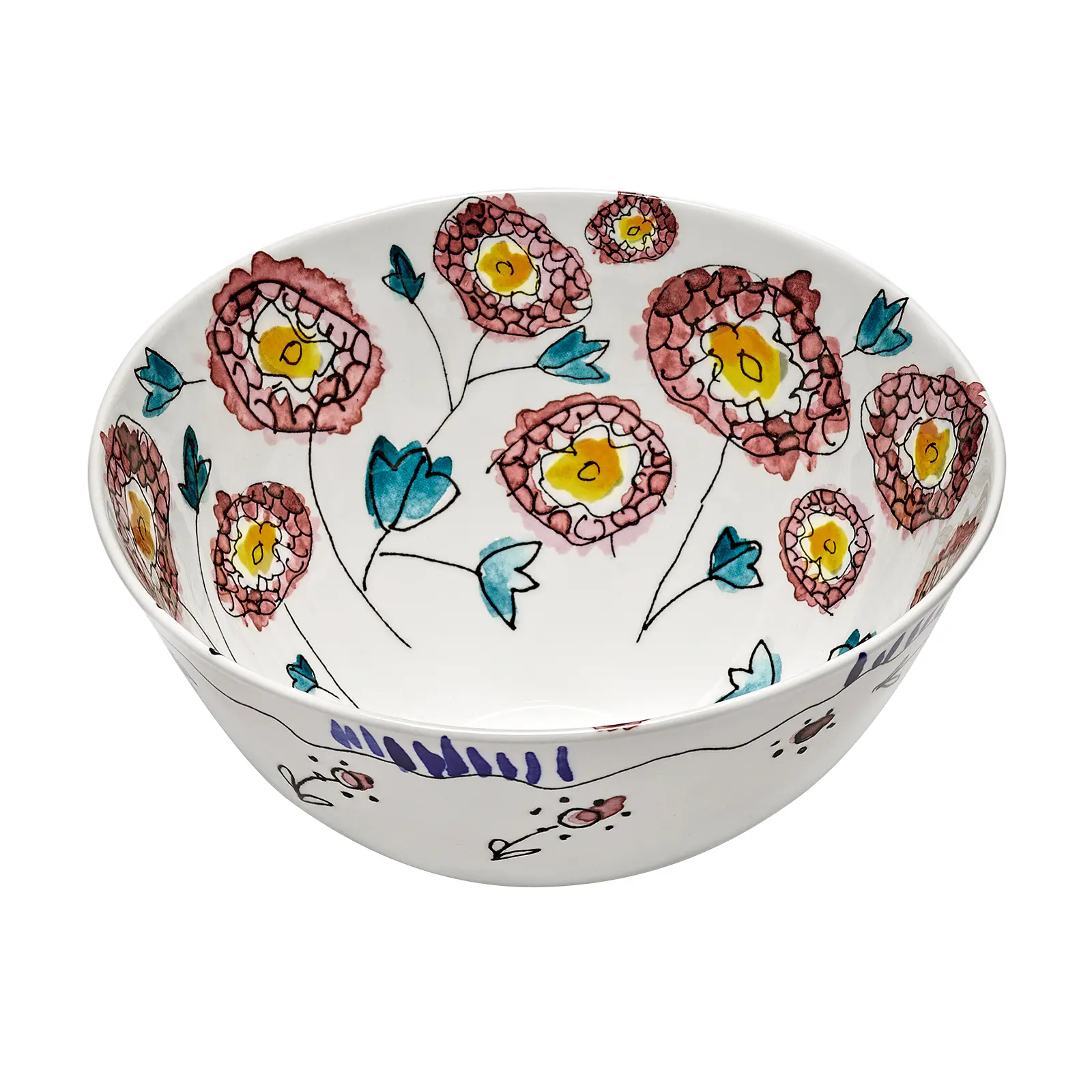 Сервировочный салатник Midnight Flowers, 22 см