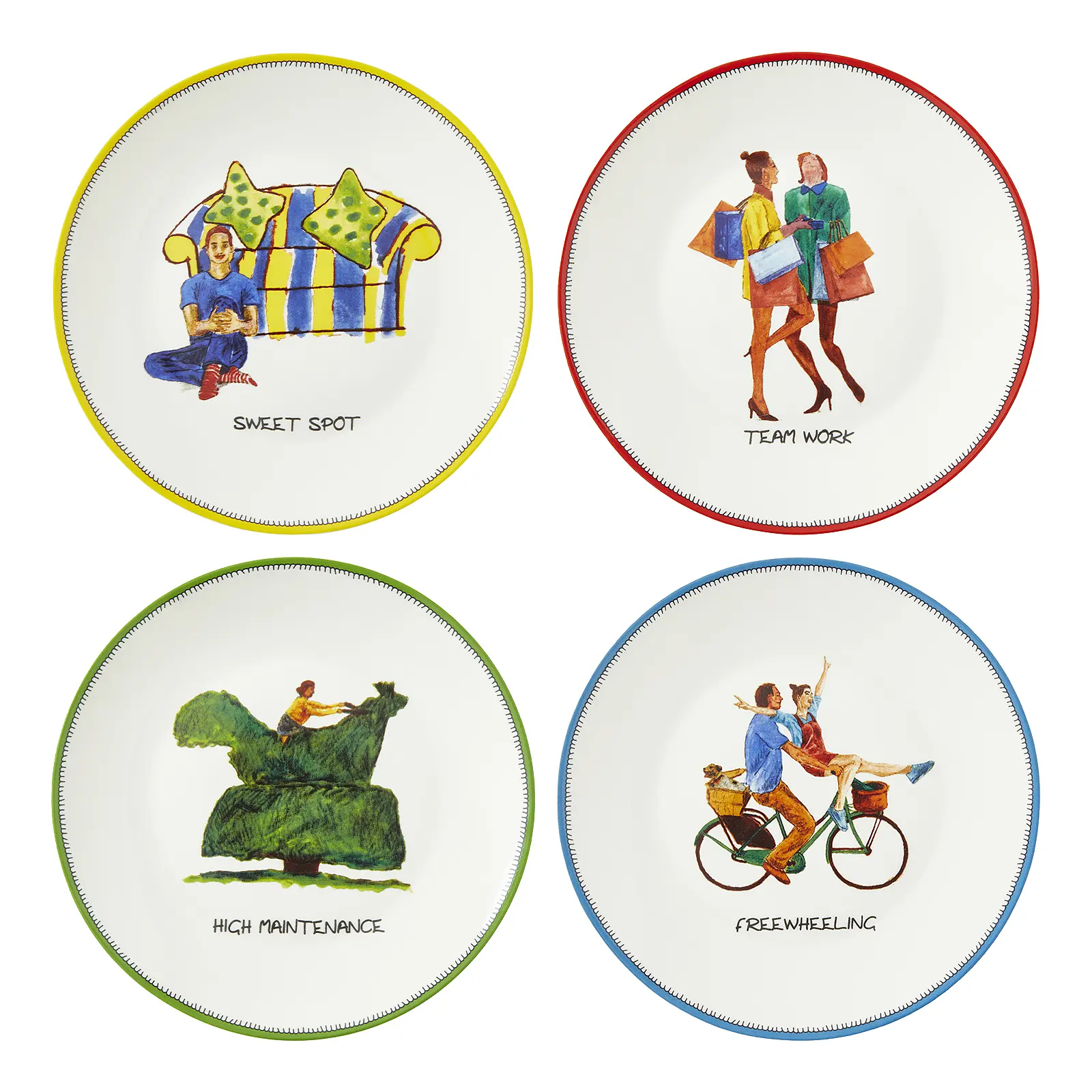 Набор из 4 пирожковых тарелок Kit Kemp Doodles, 15,5 см