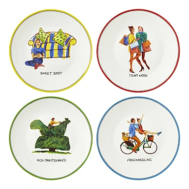 Набор из 4 пирожковых тарелок Kit Kemp Doodles, 15,5 см