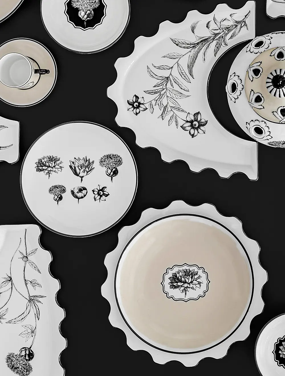 Набор из 4 закусочных тарелок Herbariae, 23,5 см