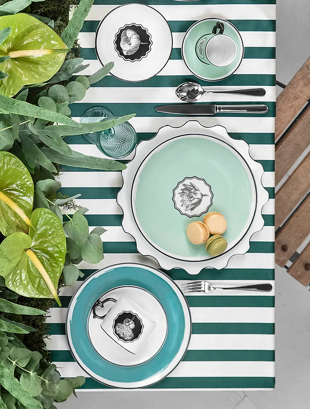 Набор из 4 закусочных тарелок Herbariae, 23,5 см