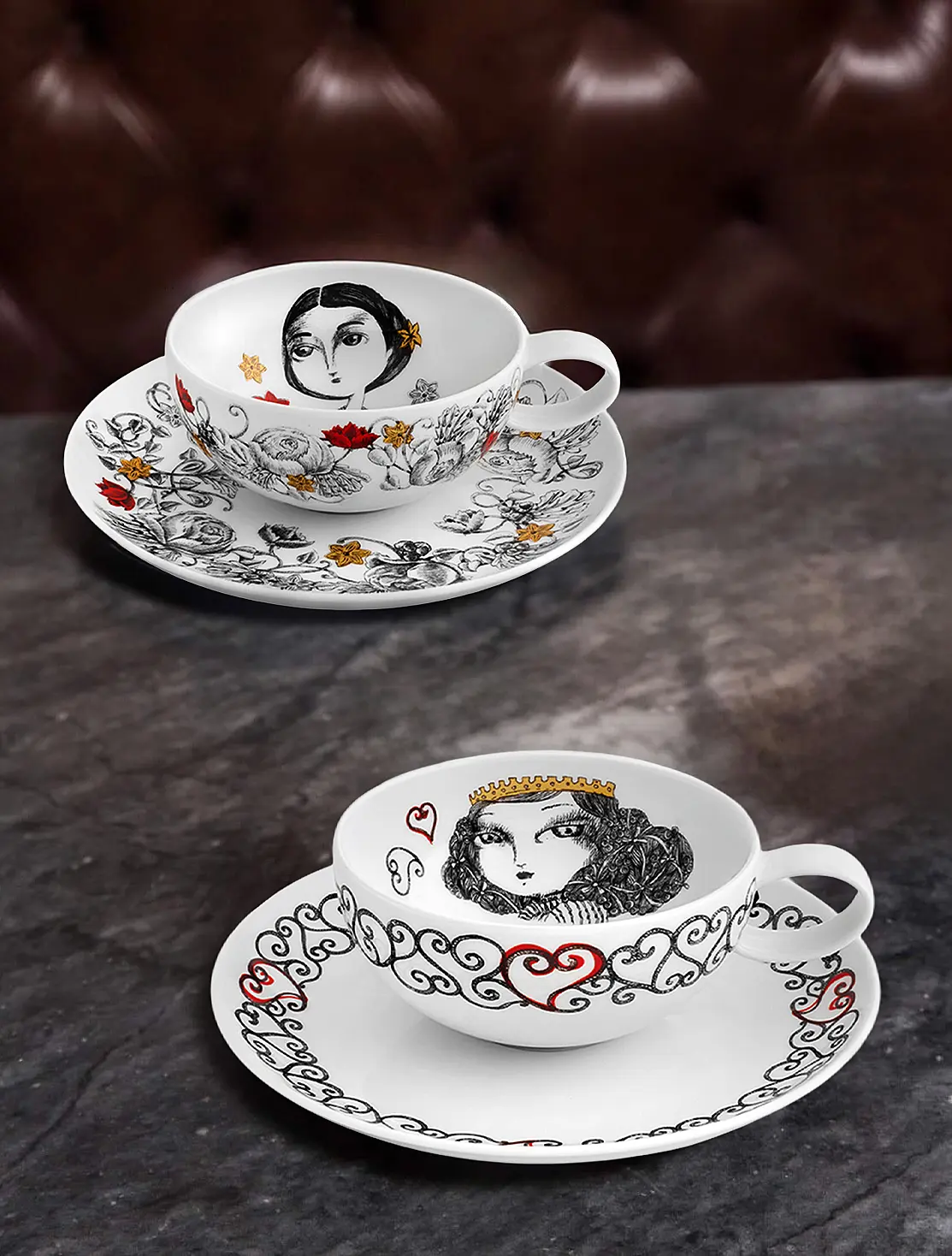 Набор из 6 чайных пар Rainhas de Portugal, 250 мл