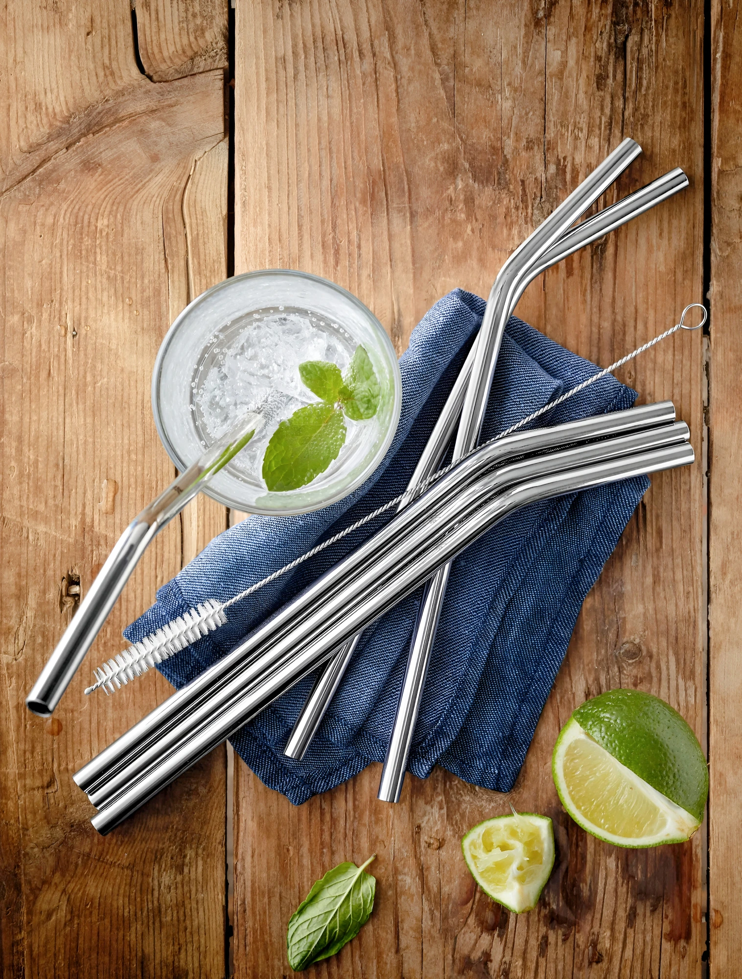 Набор из 6 трубочек для коктейлей со щёточкой Baric, 24 см