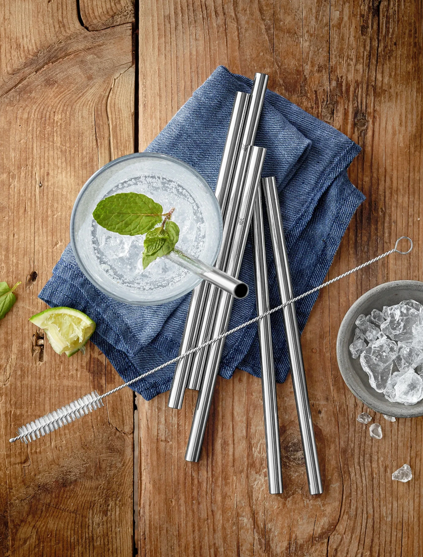 Набор из 6 трубочек для коктейлей со щёточкой Baric, 18 см